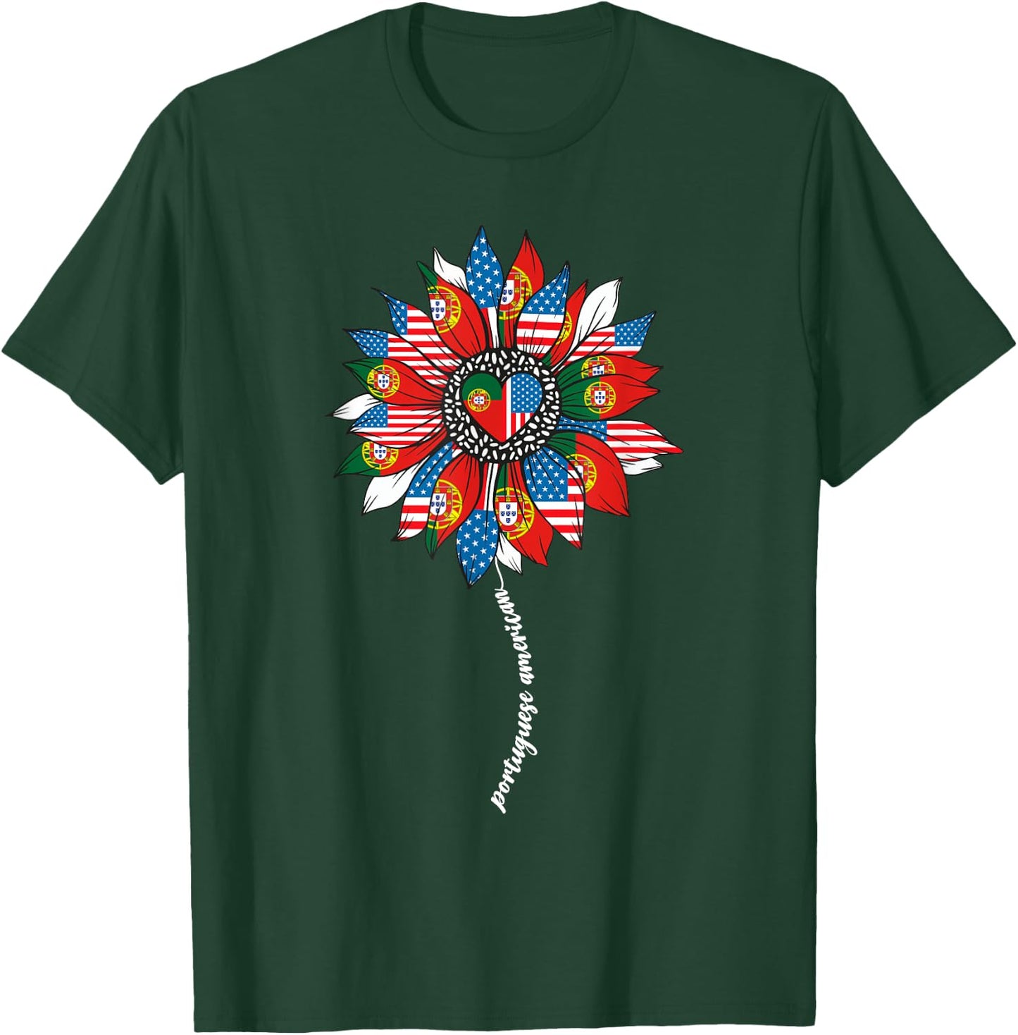 Half Portuguese And American America Portugal Usa Flag Women T-Shirt - T-Shirt | Forest