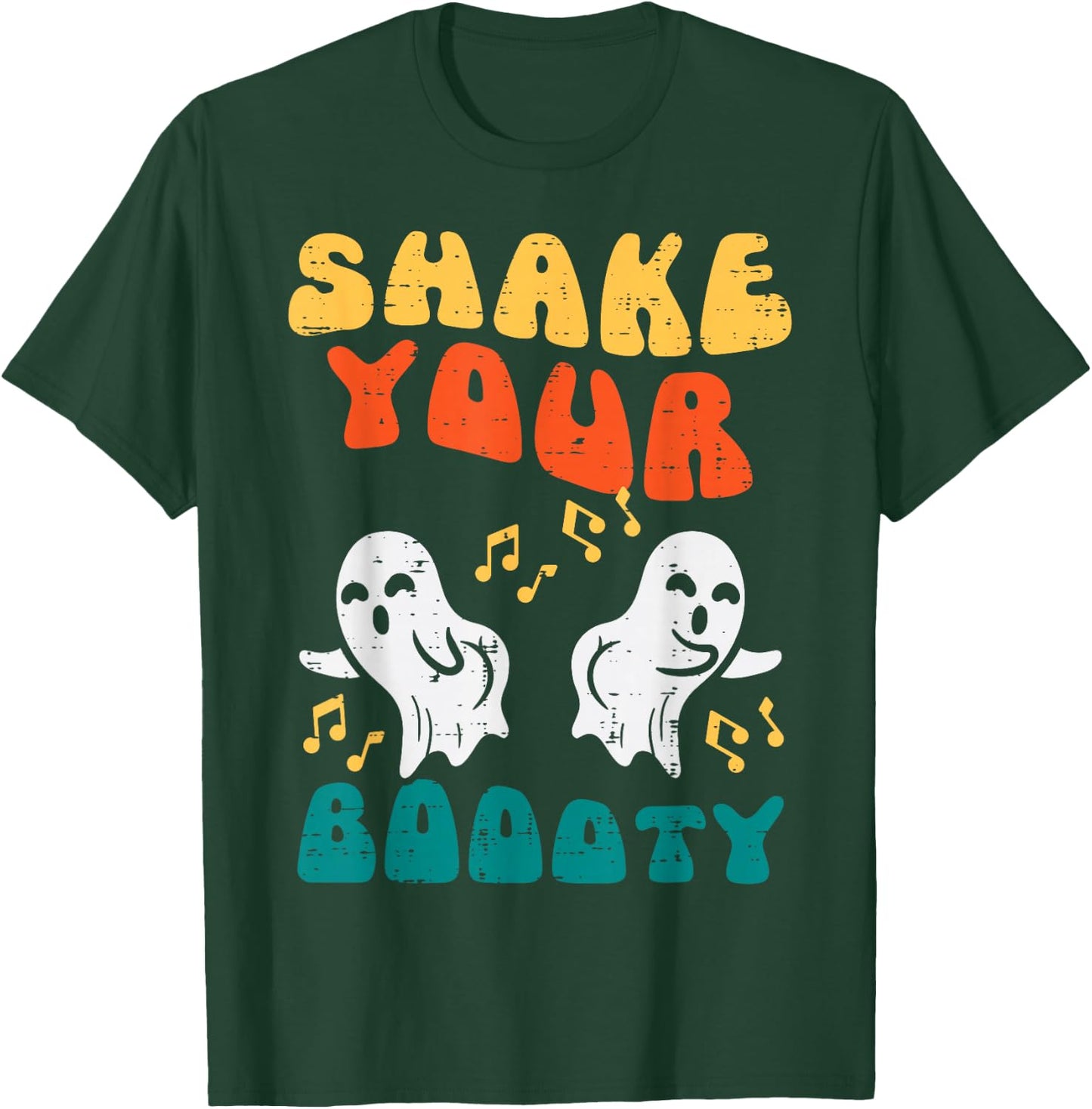 Shake Your Boooty Ghosts Groovy Retro Halloween Men Women T-Shirt - T-Shirt | Forest