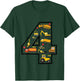 Kids Construction Truck 4th Birthday Boy Excavator 4 Years Digger T-Shirt - T-Shirt | Forest