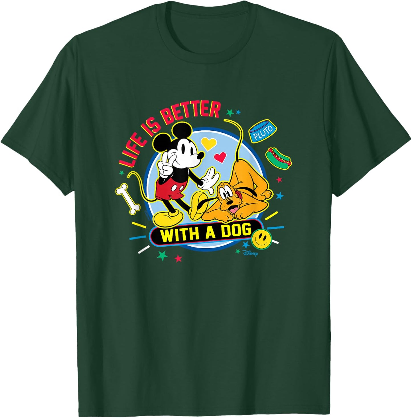 Mickey & Pluto - Life Is Better With A Dog T-Shirt - T-Shirt | Forest