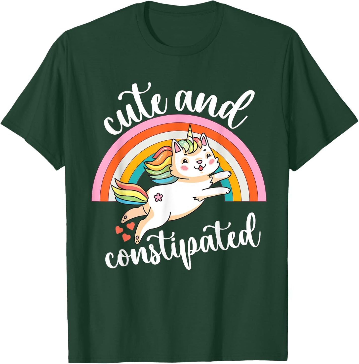 Funny Constipation IBS-C Tummy Cute Constipated Unicorn Cat Women T-Shirt - T-Shirt | Forest