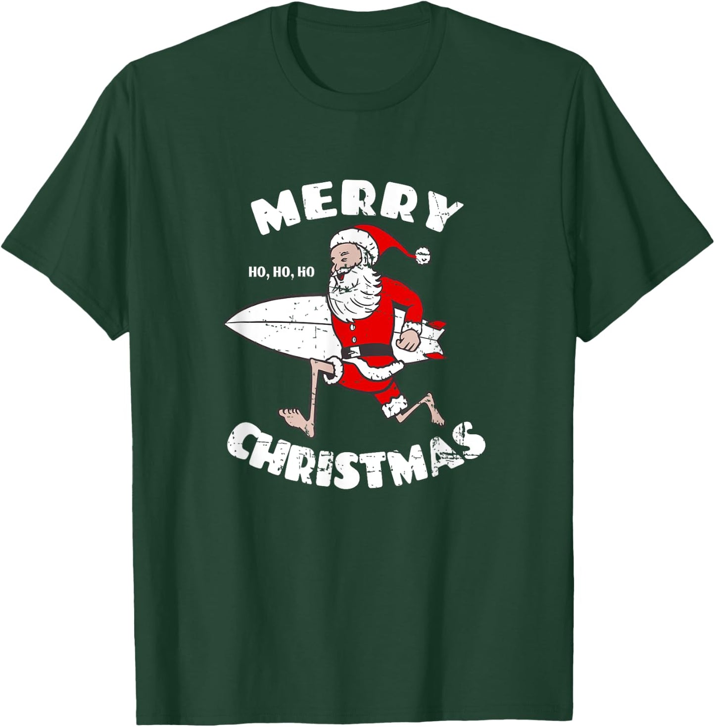 Merry Christmas Surfing Santa - Surfboarder Surf Lover T-Shirt - T-Shirt | Forest
