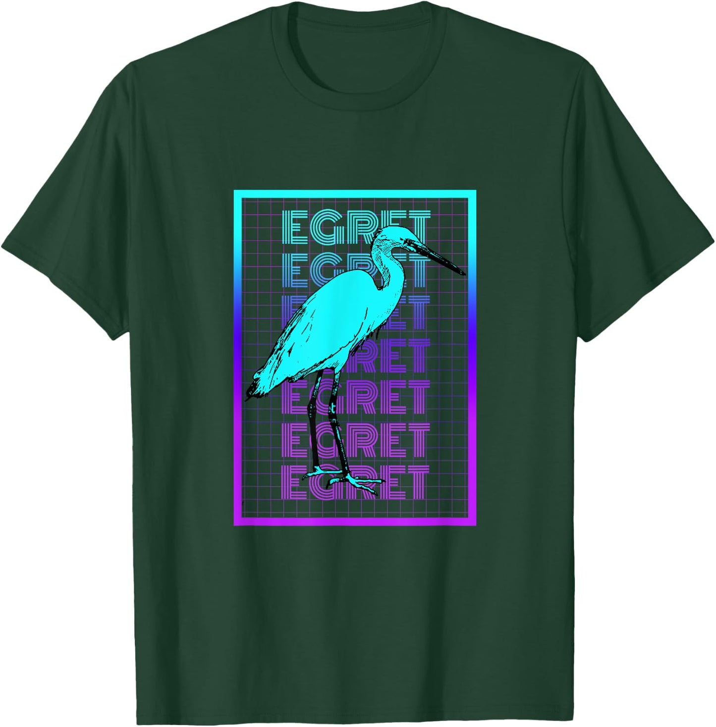 Egret Bird Vintage Retro Egret T-Shirt - T-Shirt | Forest
