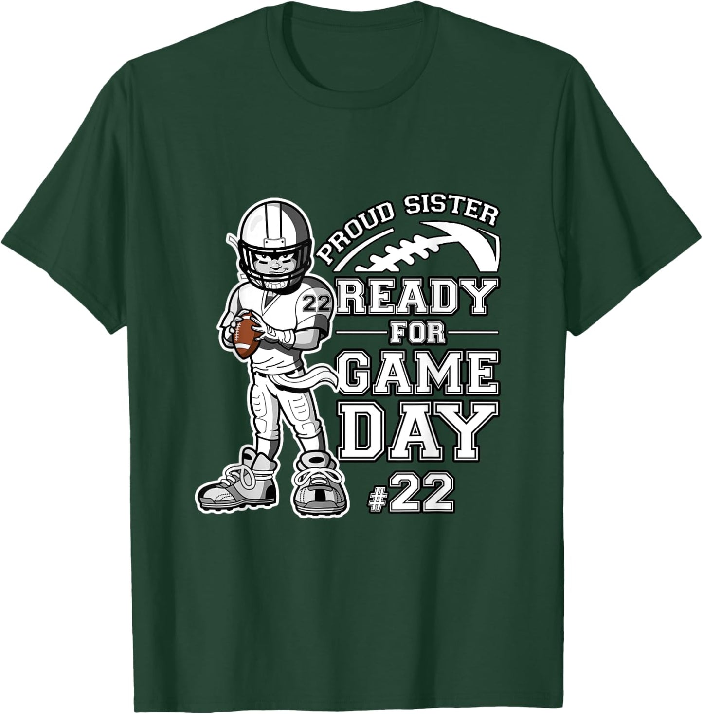 Custom Proud Football Sister Number 22 Personalized Women T-Shirt - T-Shirt | Forest
