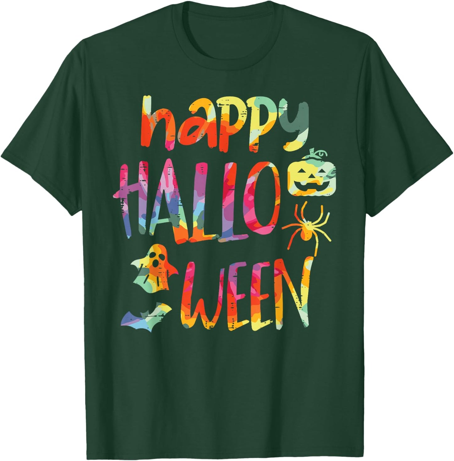 Tie Dye Happy Halloween Retro Costume Hippie Men Women Kids T-Shirt - T-Shirt | Forest