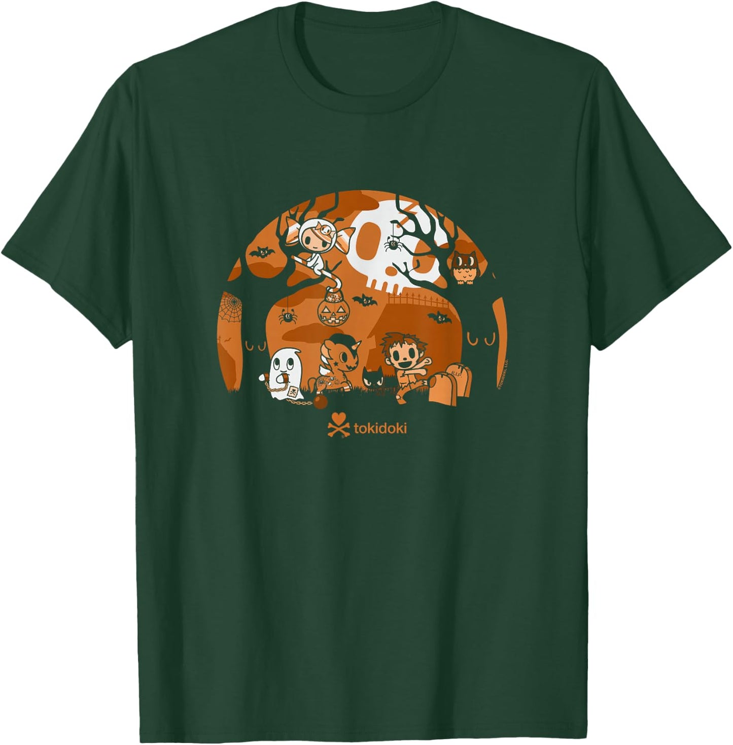 Tokidoki Halloween Ghouls Playing In The Cemetery At Night T-Shirt - T-Shirt | Forest