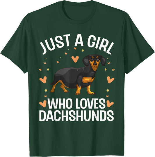Funny Dachshund Design For Girls Women Kids Wiener Dog Lover T-Shirt - T-Shirt | Forest