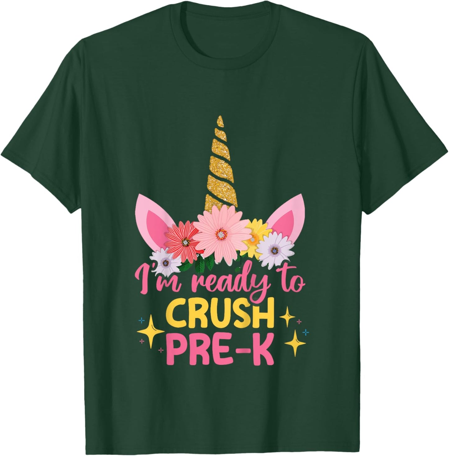 Kids Back To School First Day Of Pre-K Ready To Crush Pre-K Girls T-Shirt - T-Shirt | Forest