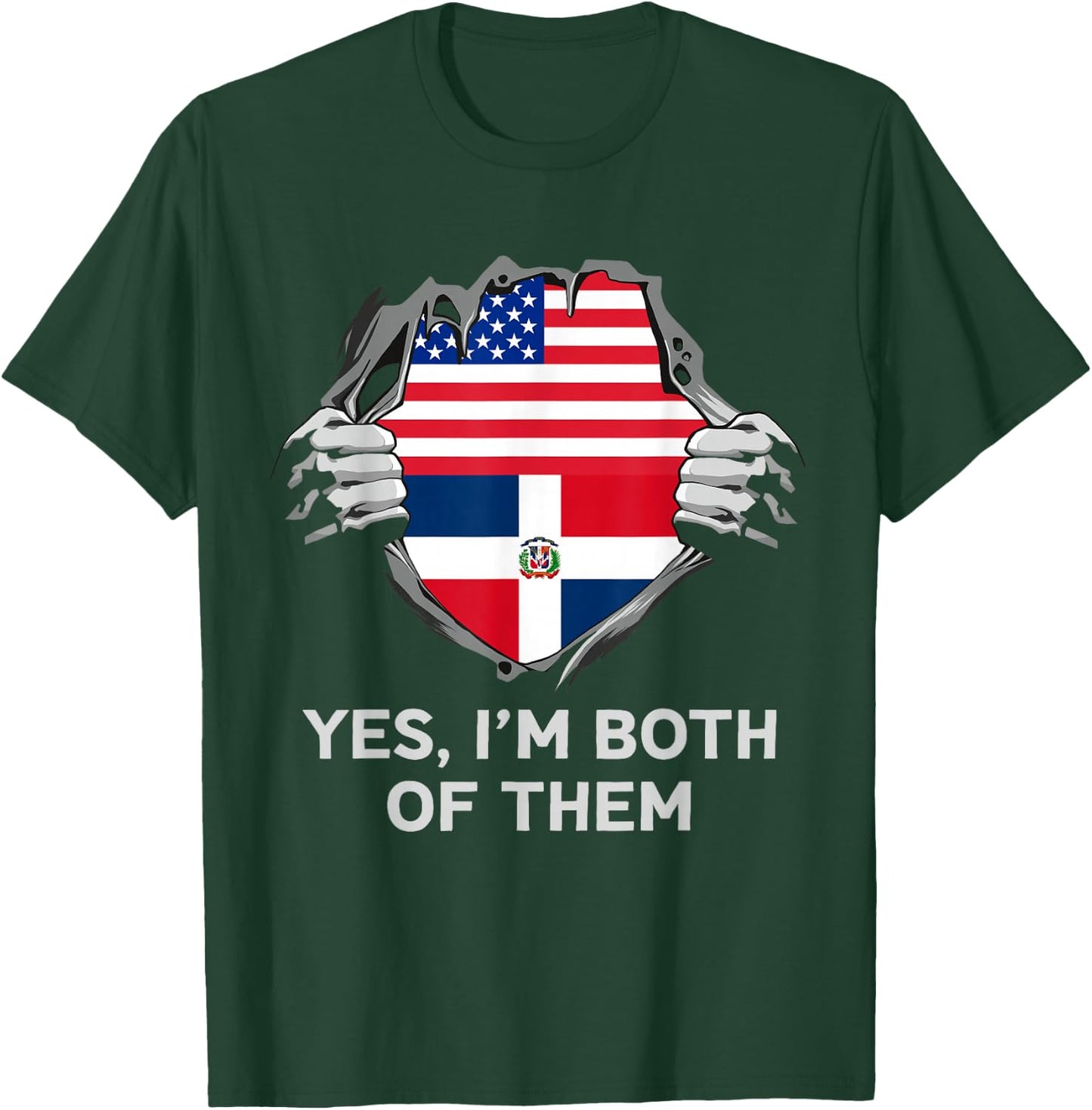 Half American Half Dominican USA Dominican Republic Flag T-Shirt - T-Shirt | Forest