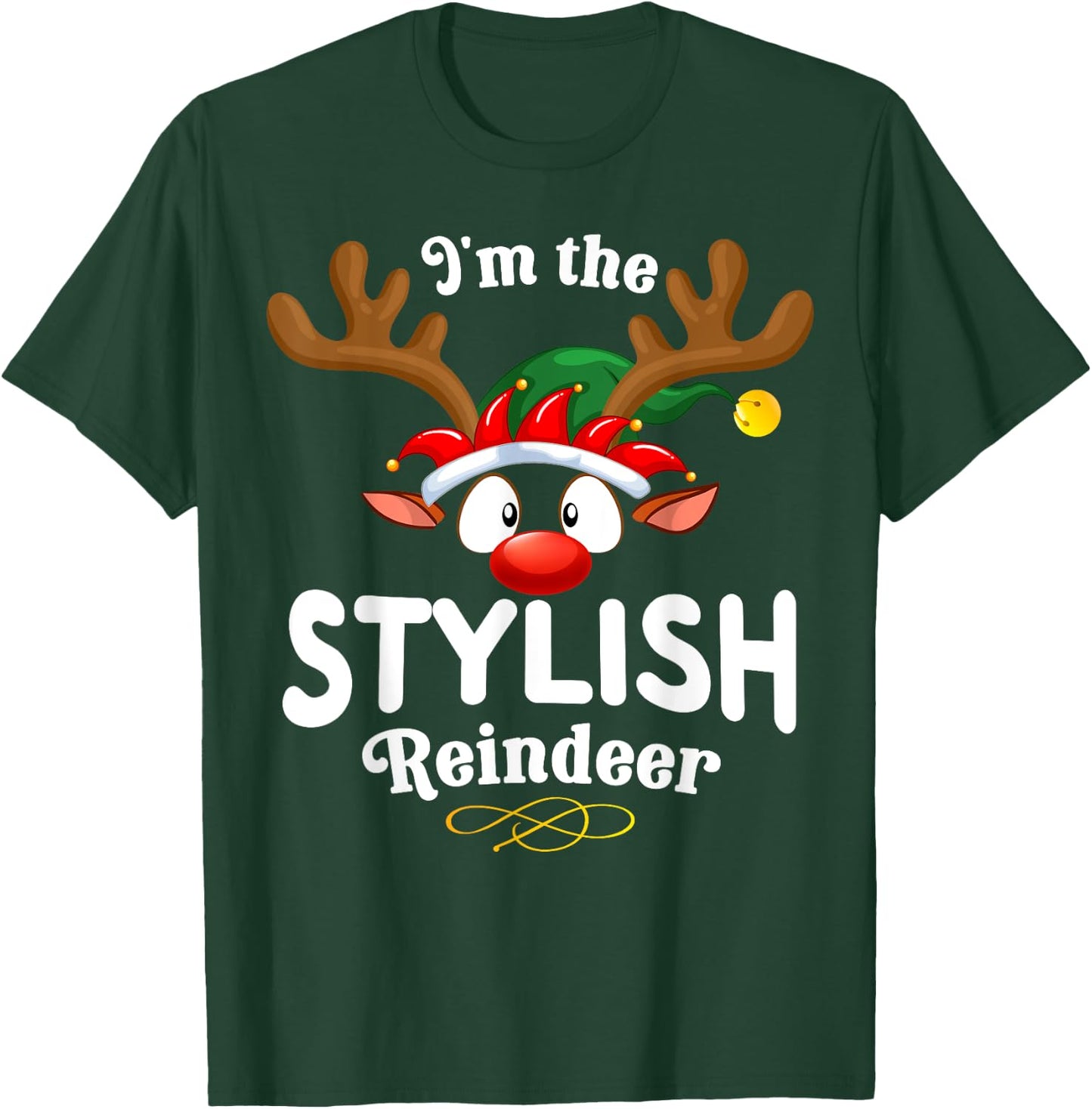 Christmas PJS Stylish XMas Reindeer Matching T-Shirt - T-Shirt | Forest