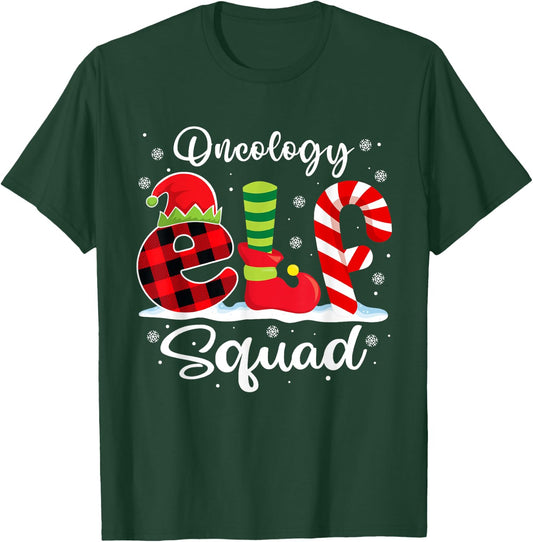 Oncology Elf Squad Christmas Oncologist Matching T-Shirt - T-Shirt | Forest