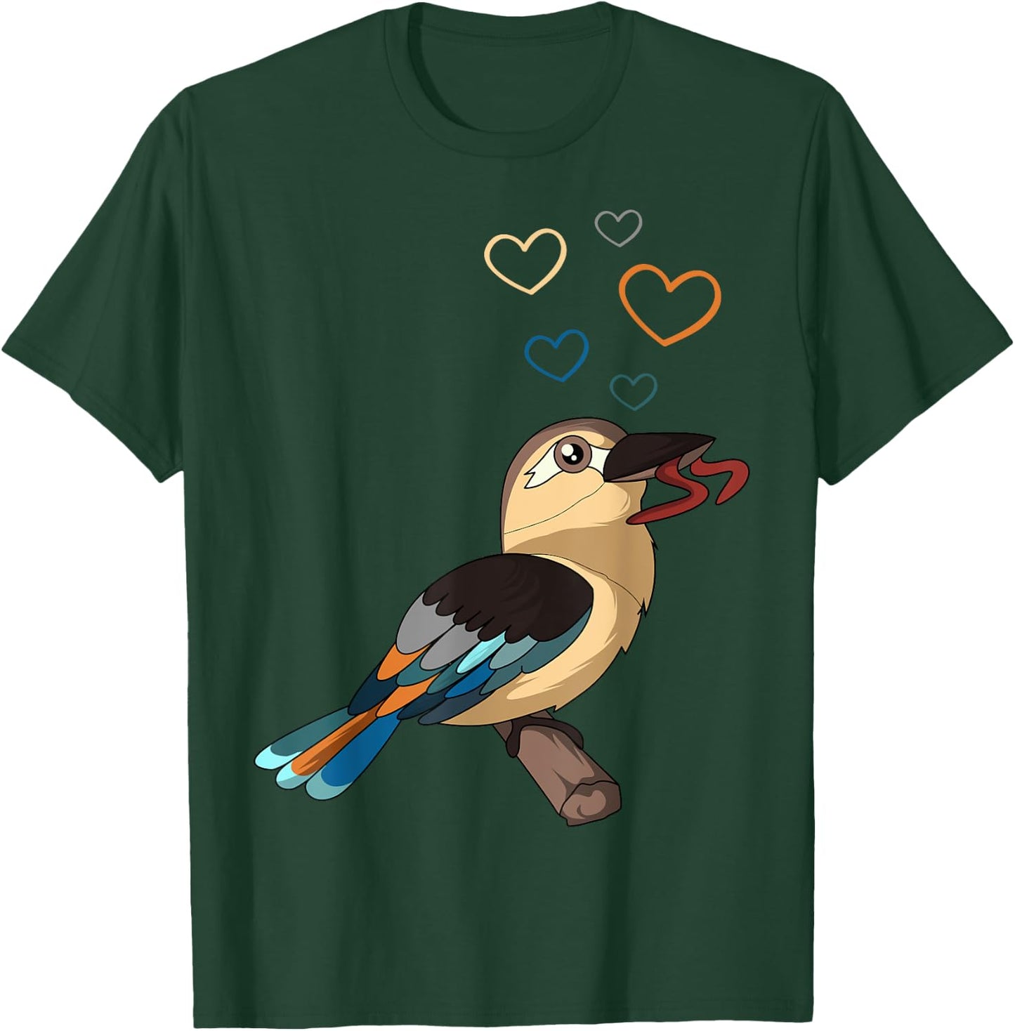 Kookaburra Heart Kingfisher Birdwatcher Ornithologist T-Shirt - T-Shirt | Forest