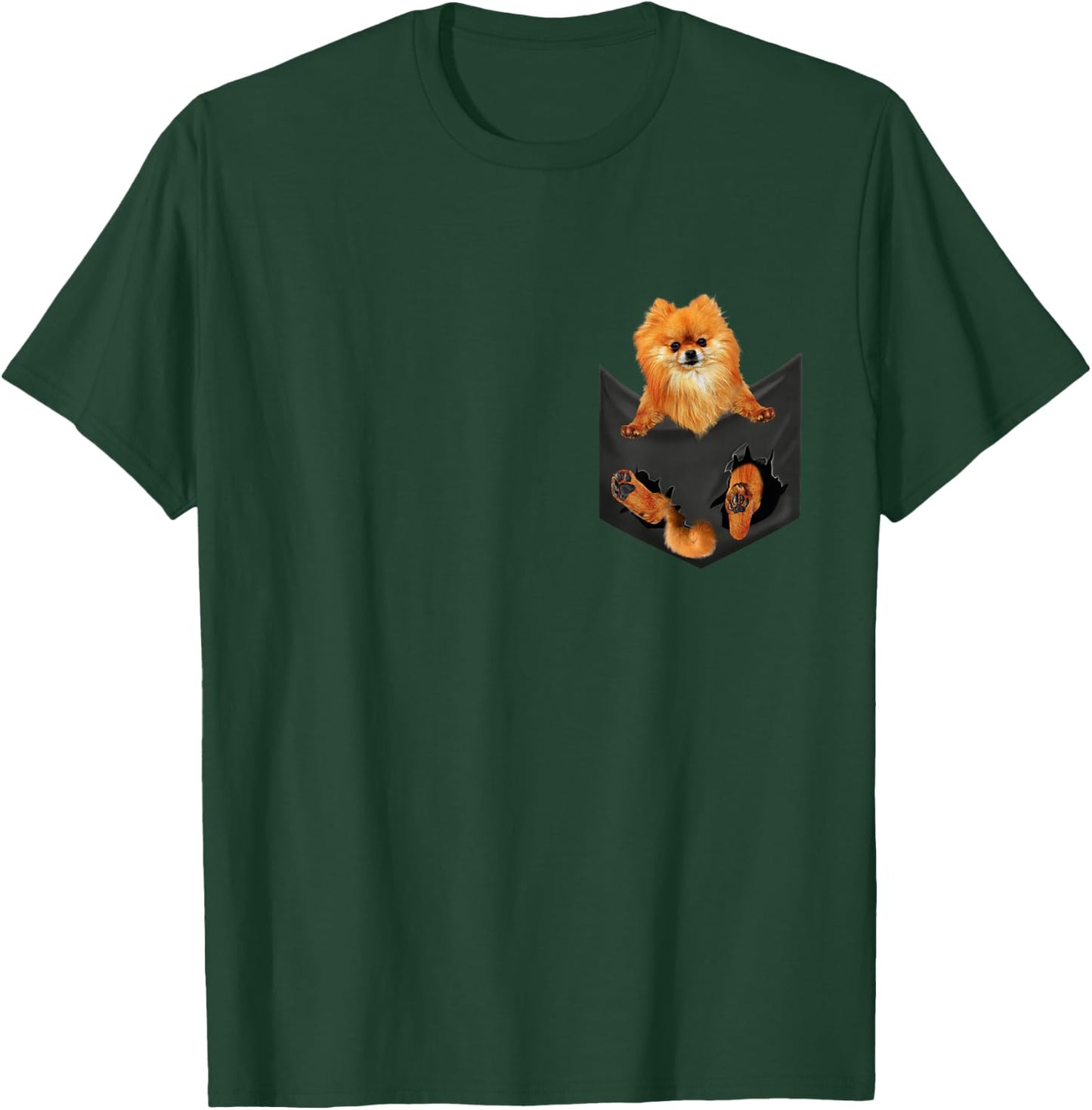 Pomeranian Dog In Pocket, Pom Dog, Pom-Pom puppy peeking T-Shirt - T-Shirt | Forest