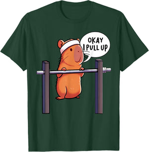 Ok I Pull Up Capybara Funny Capybara Gym Lover Fitness Meme T-Shirt - T-Shirt | Forest