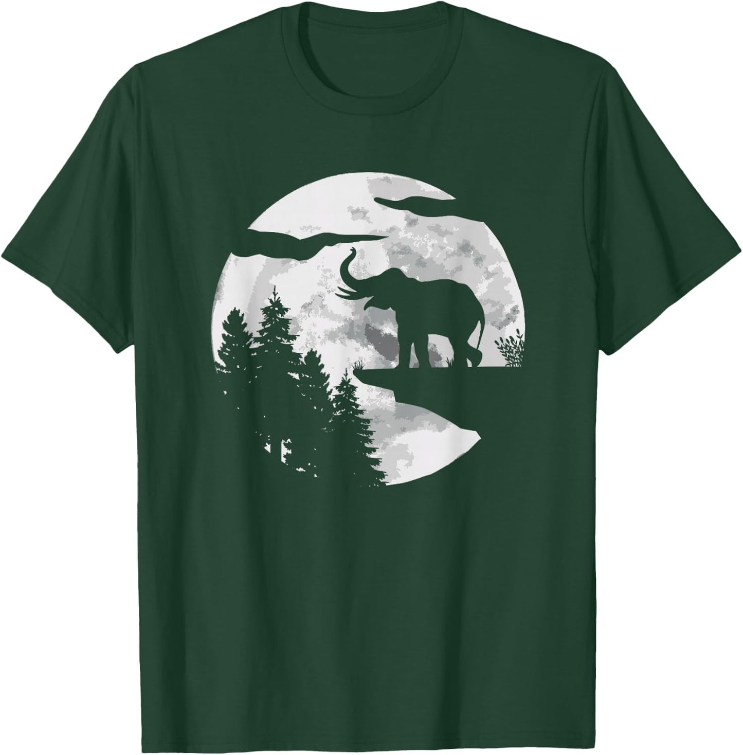 Elephant Africa Safari Pachyderm - Full Moon Elephant T-Shirt - T-Shirt | Forest