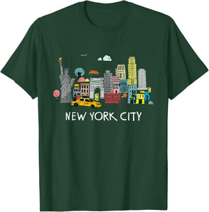 Cool New York City Sketch Drawing Art Illustration Graphic T-Shirt - T-Shirt | Forest