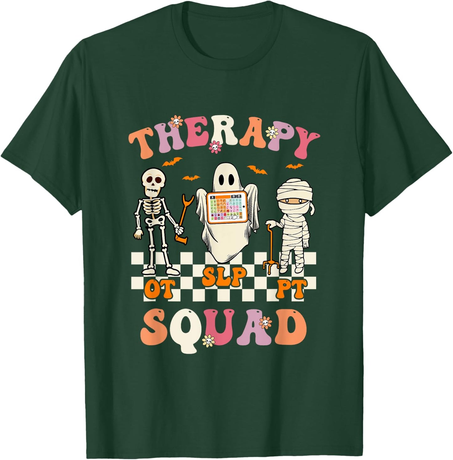 Retro Therapy Squad Slp Ot Pt Team Halloween Speech Physical T-Shirt - T-Shirt | Forest