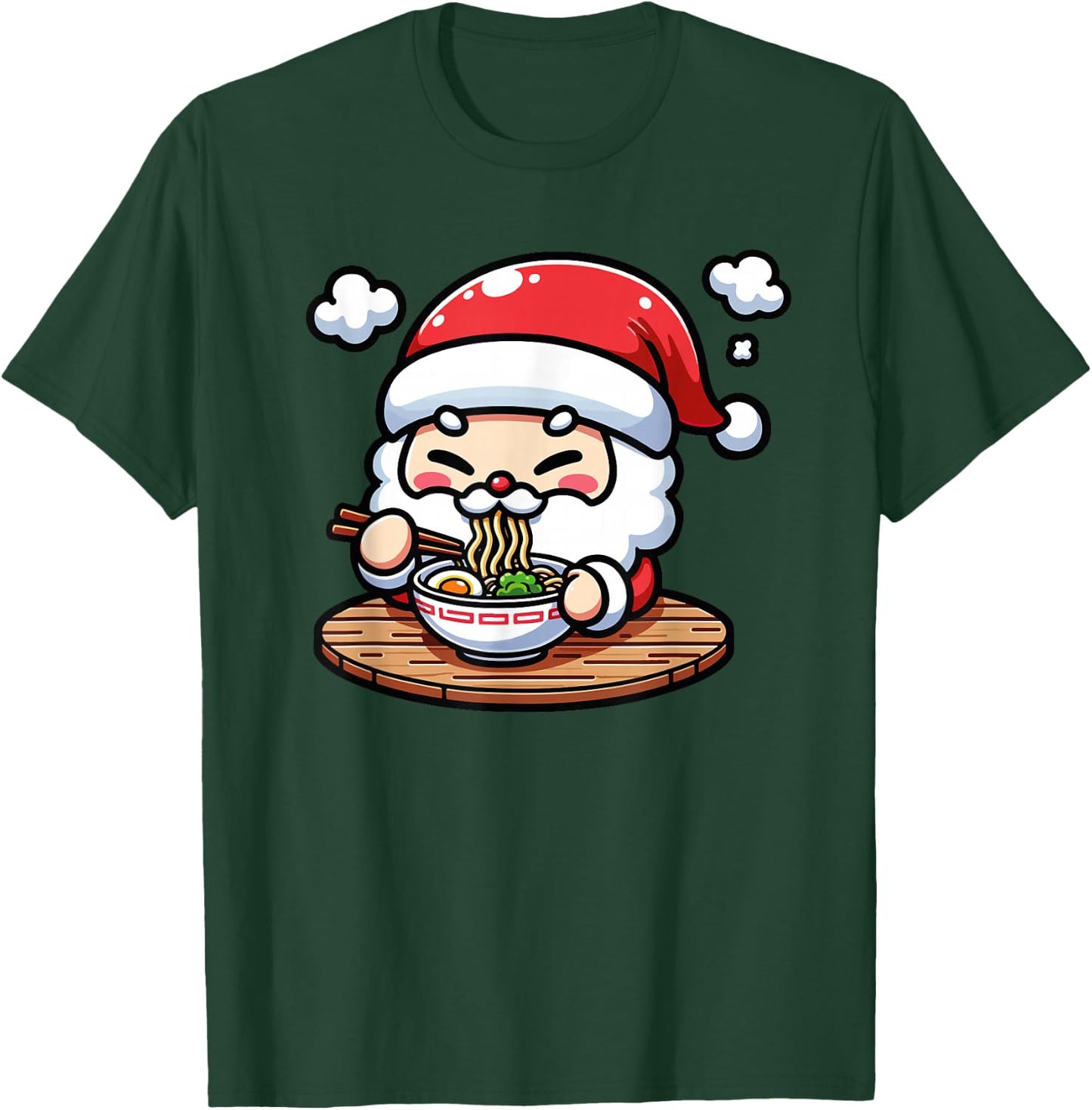Cute Santa's Christmas Ramen Japanese Xmas Anime Noodles T-Shirt - T-Shirt | Forest