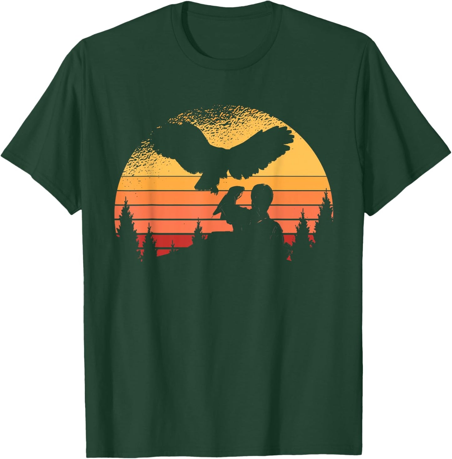 Funny Falconer Peregrine Falcon Flying Vintage Bird Falconry T-Shirt - T-Shirt | Forest