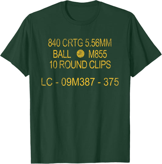 556 MM US Military Ammo OD Green Can Graphic T-Shirt - T-Shirt | Forest