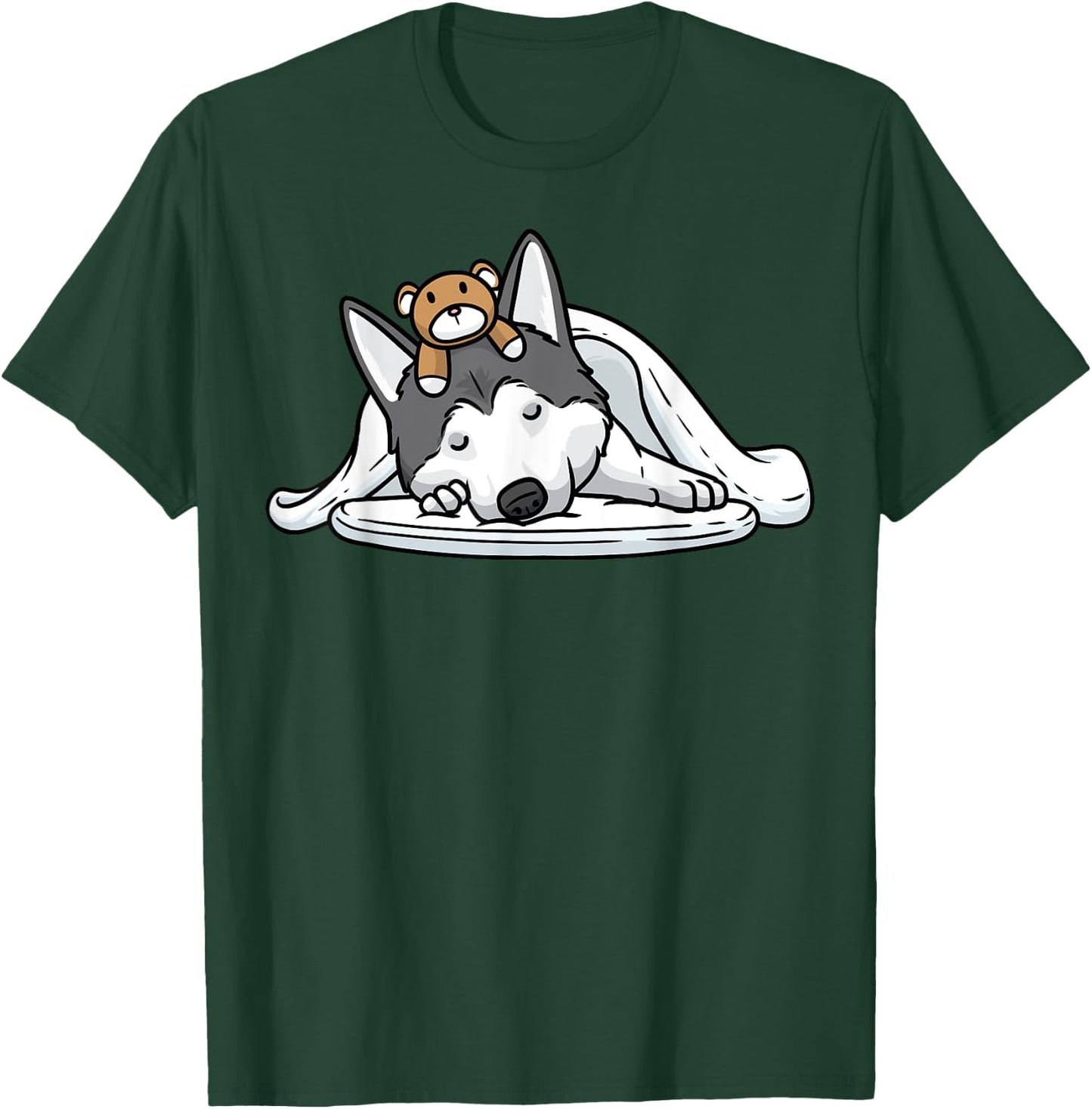 Husky Dog Official Sleeping Shirt Pajama Siberian Husky Women Girls Kids T-Shirt - T-Shirt | Forest
