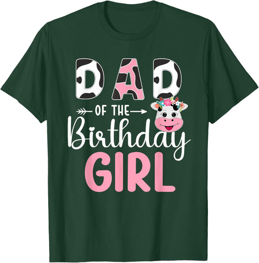 Dad Of The Birthday Girl Farm Cow 1 St Birthday Girl T-Shirt - T-Shirt | Forest