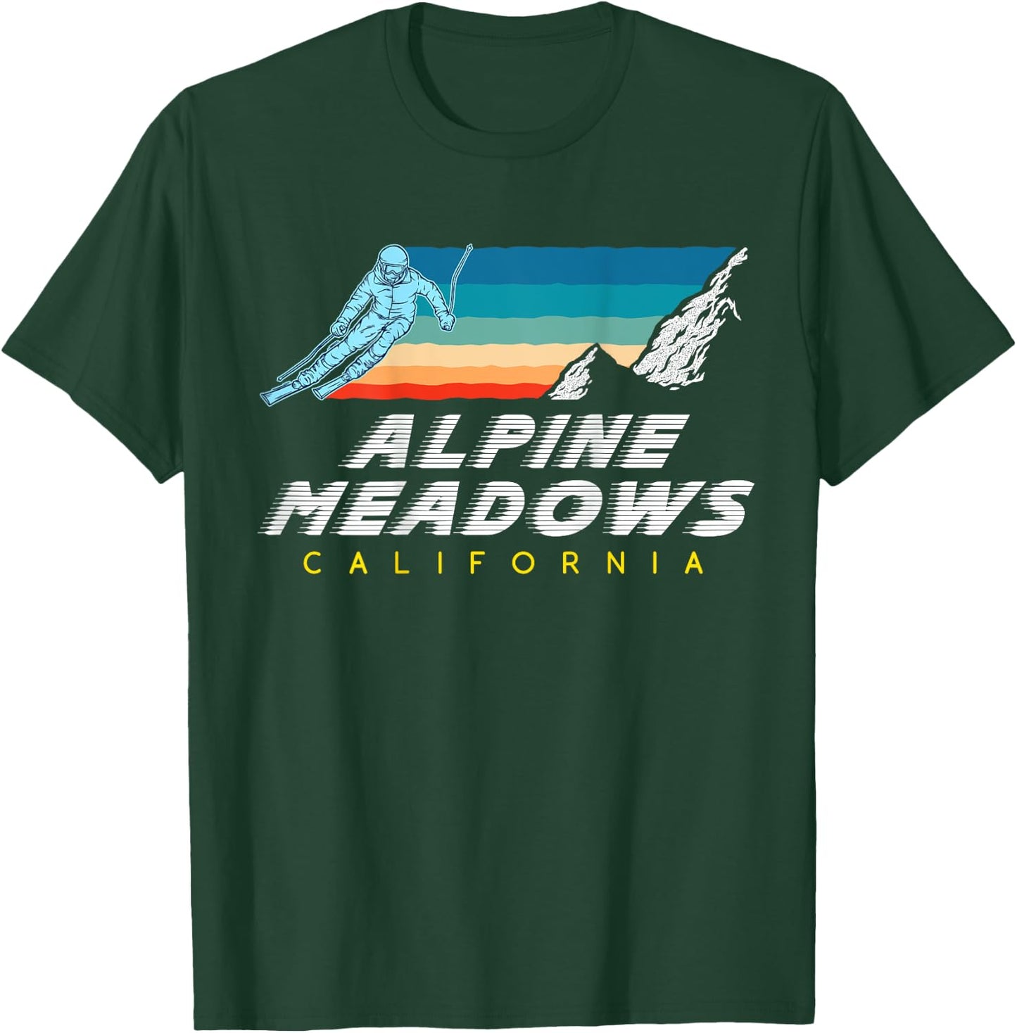 Alpine Meadows, California - USA Ski Resort - BACK PRINT T-Shirt - T-Shirt | Forest