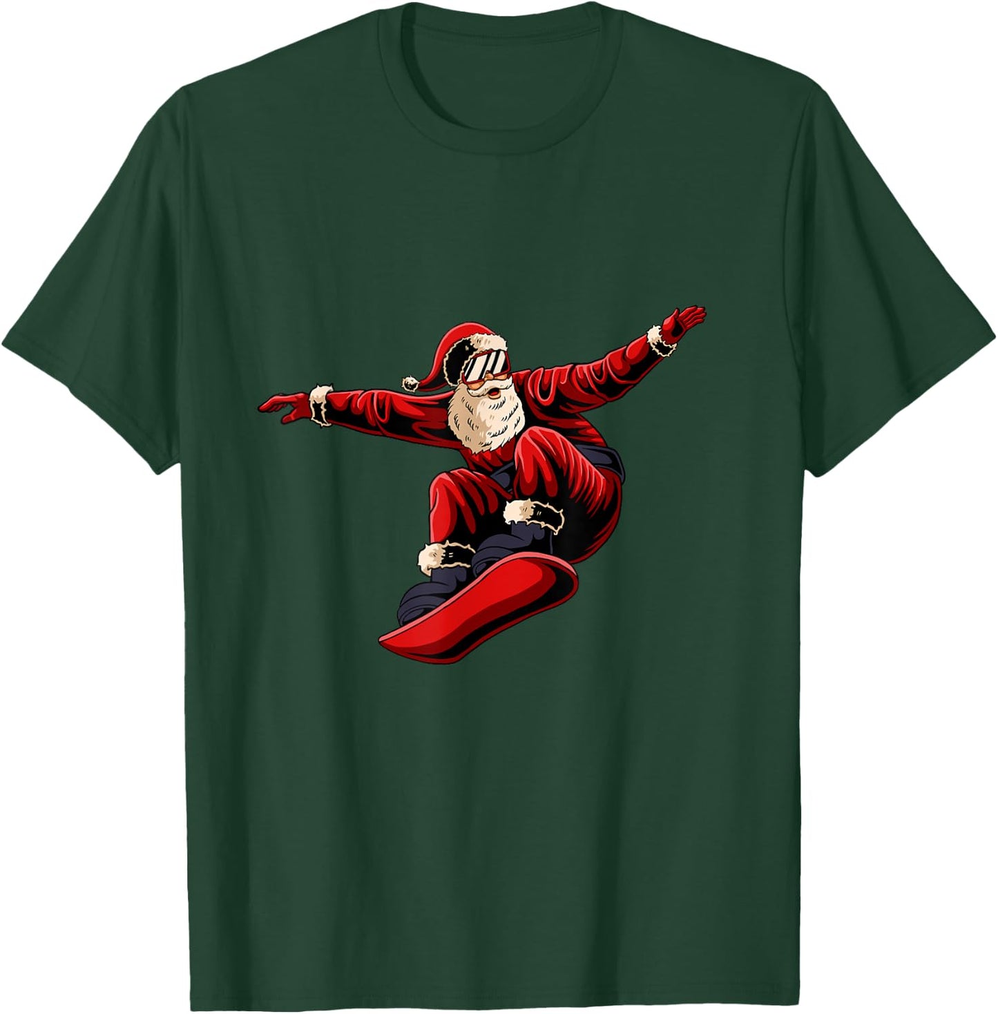 Santa Snowboarding Christmas Pajama Snowboard Sport X-Mas T-Shirt - T-Shirt | Forest