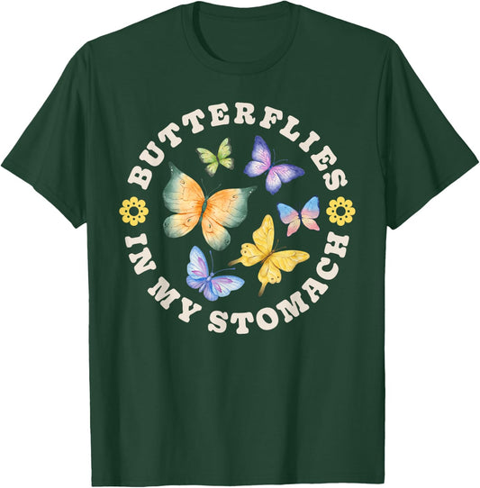 Butterflies In My Stomach Funny Butterfly Lovers Cute Insect T-Shirt - T-Shirt | Forest