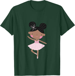 Kids Ballerina Black African American Toddler Girl Gift T-Shirt - T-Shirt | Forest