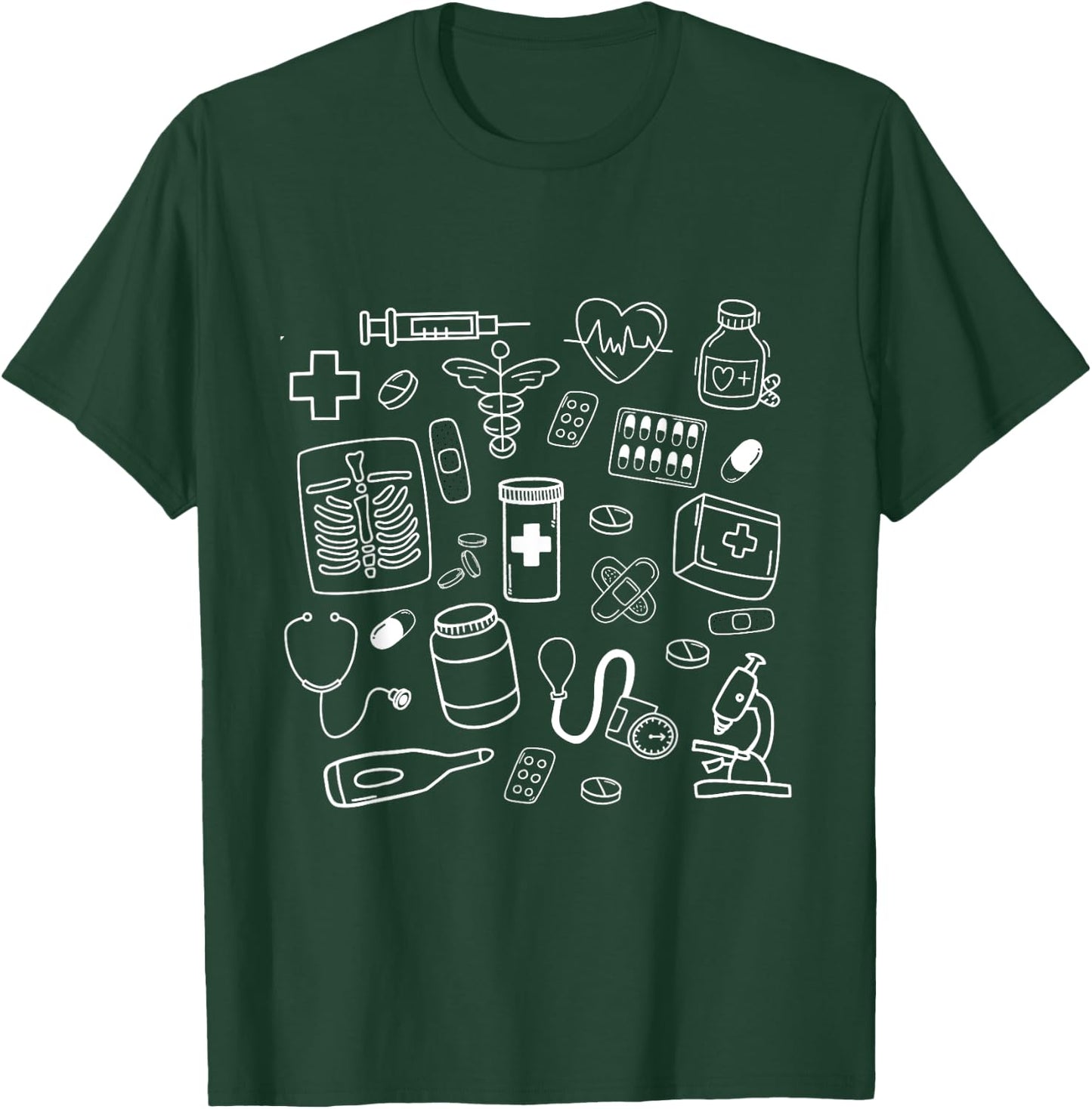 Medical Doodles Nurse Healthcare Profession Women T-Shirt - T-Shirt | Forest