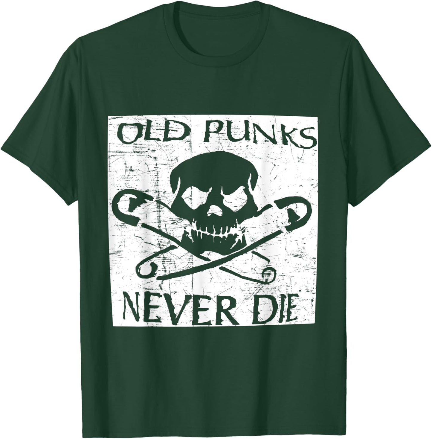 Punk Rock Fans Old Punks Never Die Vintage Distressed Music T-Shirt - T-Shirt | Forest