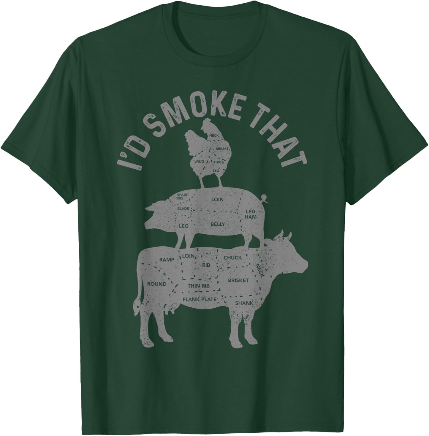 Chef Butcher BBQ I'd Smoke That Pork Beef Funny Father's Day T-Shirt - T-Shirt | Forest
