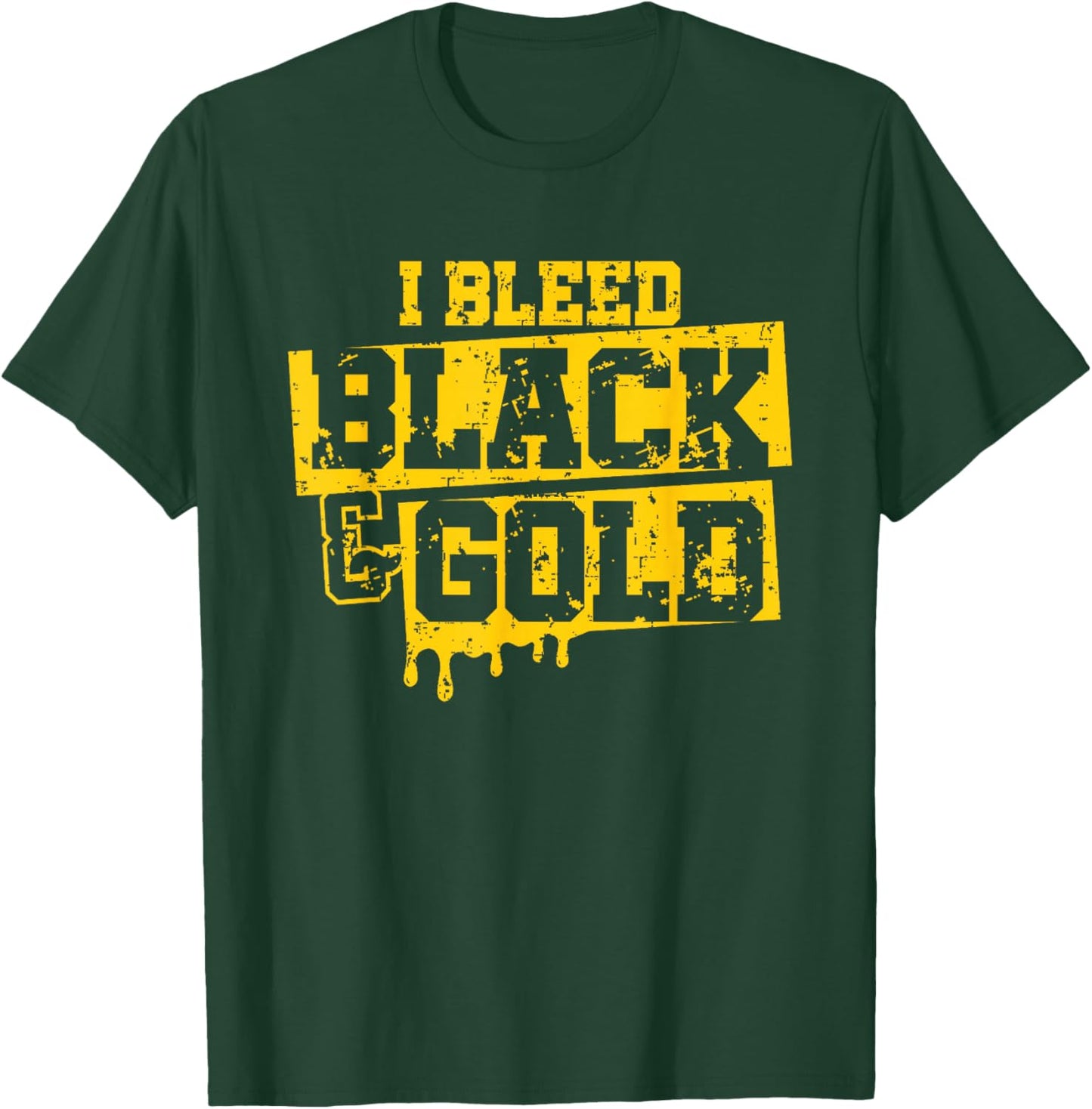 I Bleed Black & Gold Game Day Group School Football Sports T-Shirt - T-Shirt | Forest