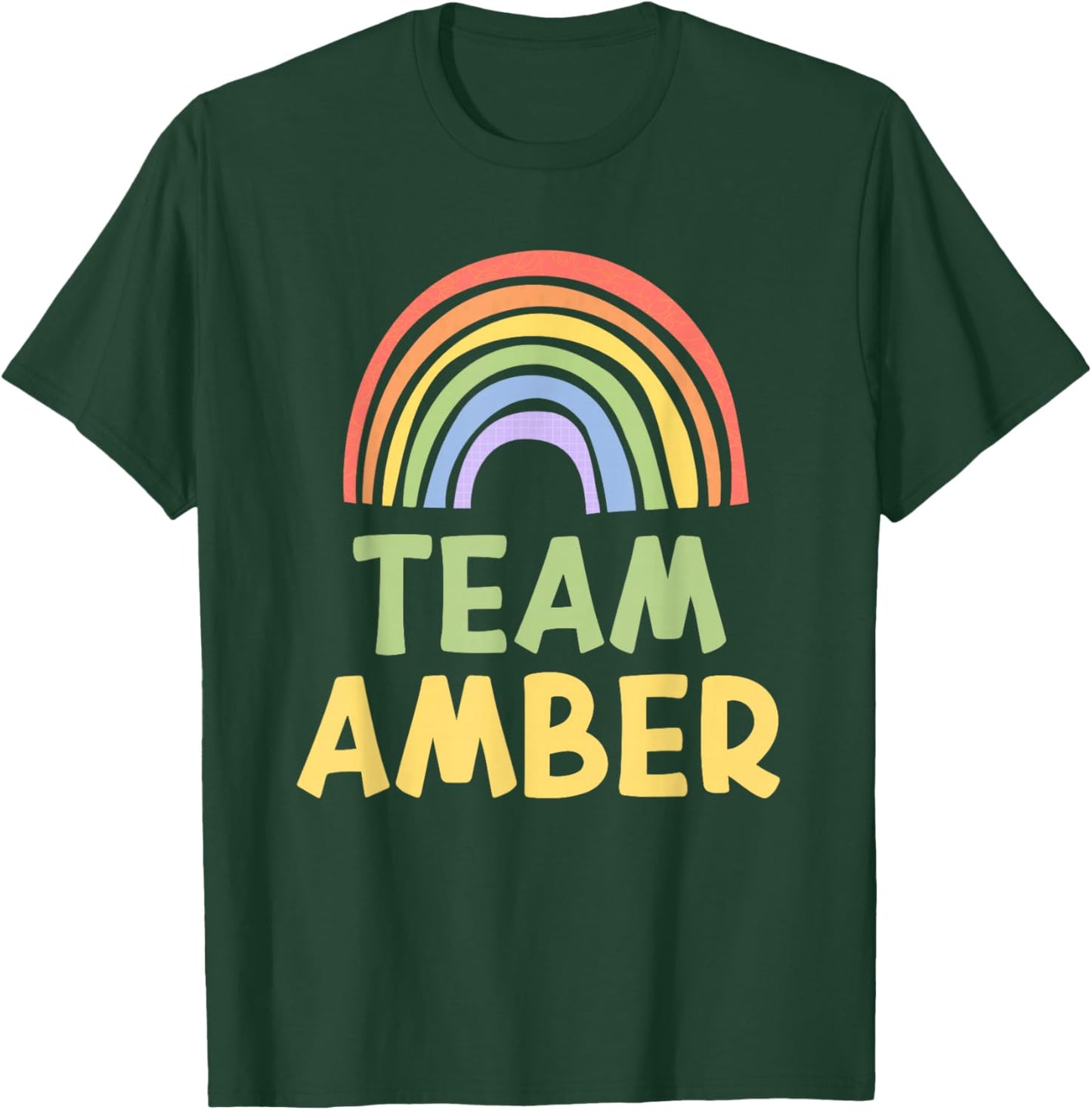 Happy Colorful Team Amber Rainbow Pride Green Yellow T-Shirt - T-Shirt | Forest