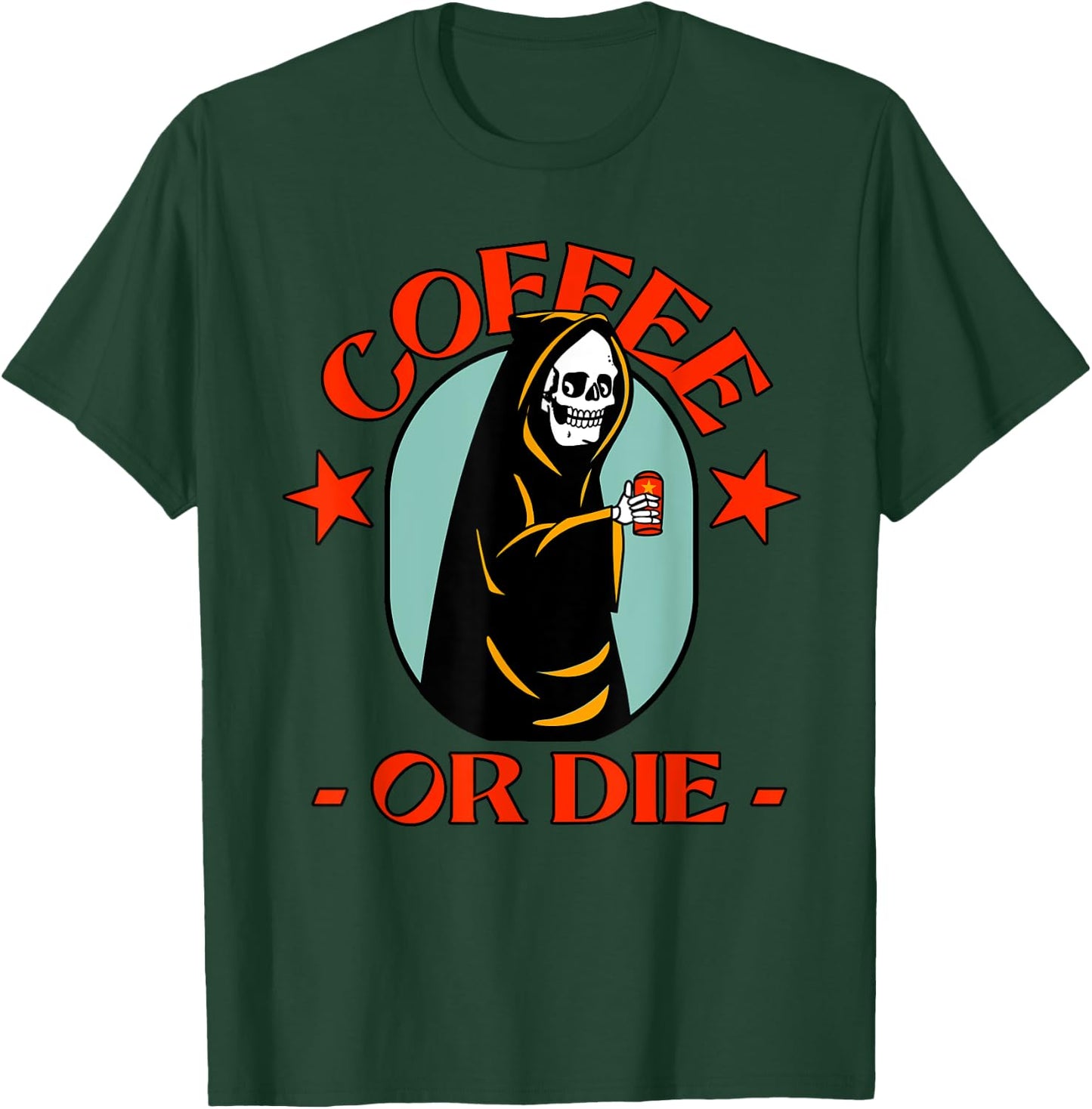 Funny COFFEE or DIE Scary Halloween T-Shirt - T-Shirt | Forest
