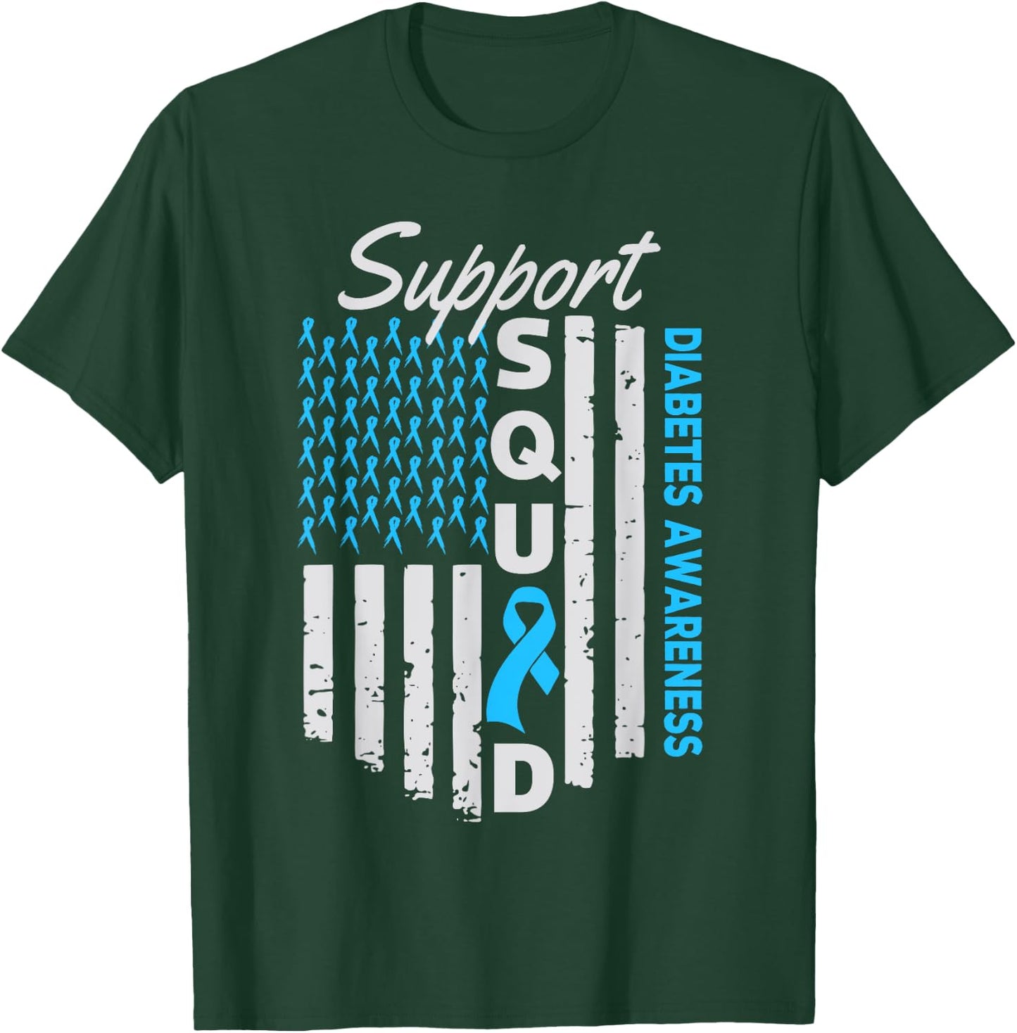Support Squad USA Flag Type 2 Type 1 Diabetes Awareness Kids Men T-Shirt - T-Shirt | Forest