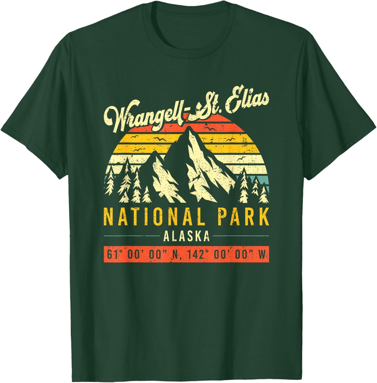 Wrangell St. Elias Vintage Retro Alaska National Park T-Shirt - T-Shirt | Forest