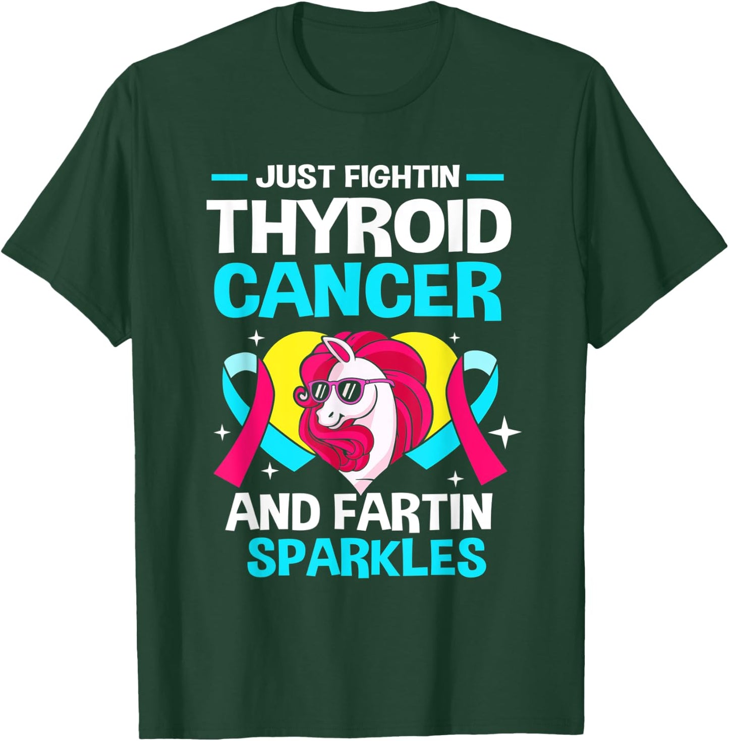 Unicorn Thyroid Cancer Funny Thyroid Cancer Warrior T-Shirt - T-Shirt | Forest