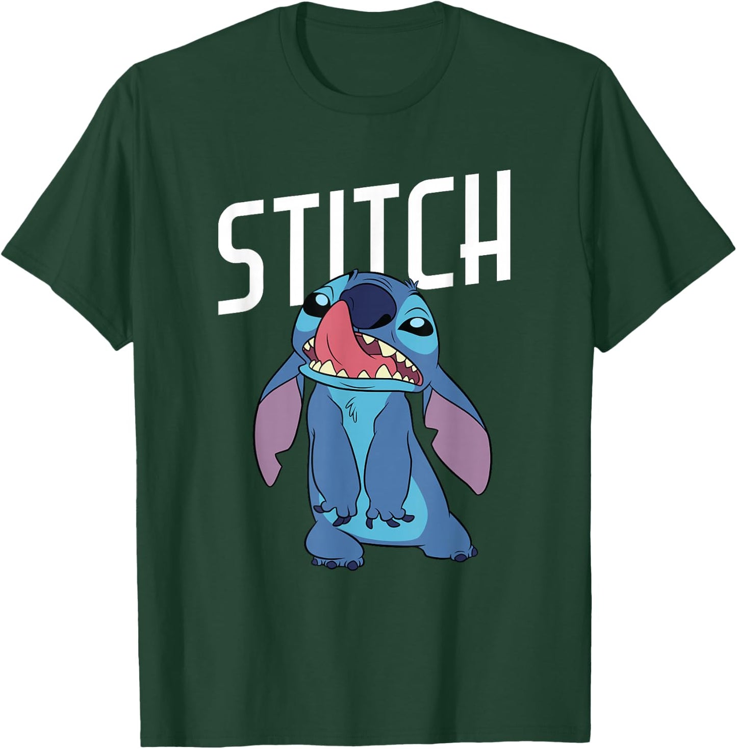 Disney Lilo & Stitch Silly Face Stitch Licking His Nose T-Shirt - T-Shirt | Forest