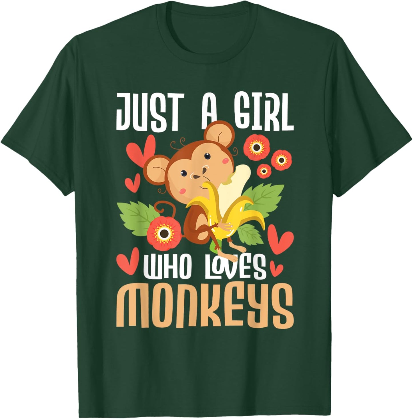 Just A Girl Who Loves Monkeys - Safari Monkey Primate Lover T-Shirt - T-Shirt | Forest