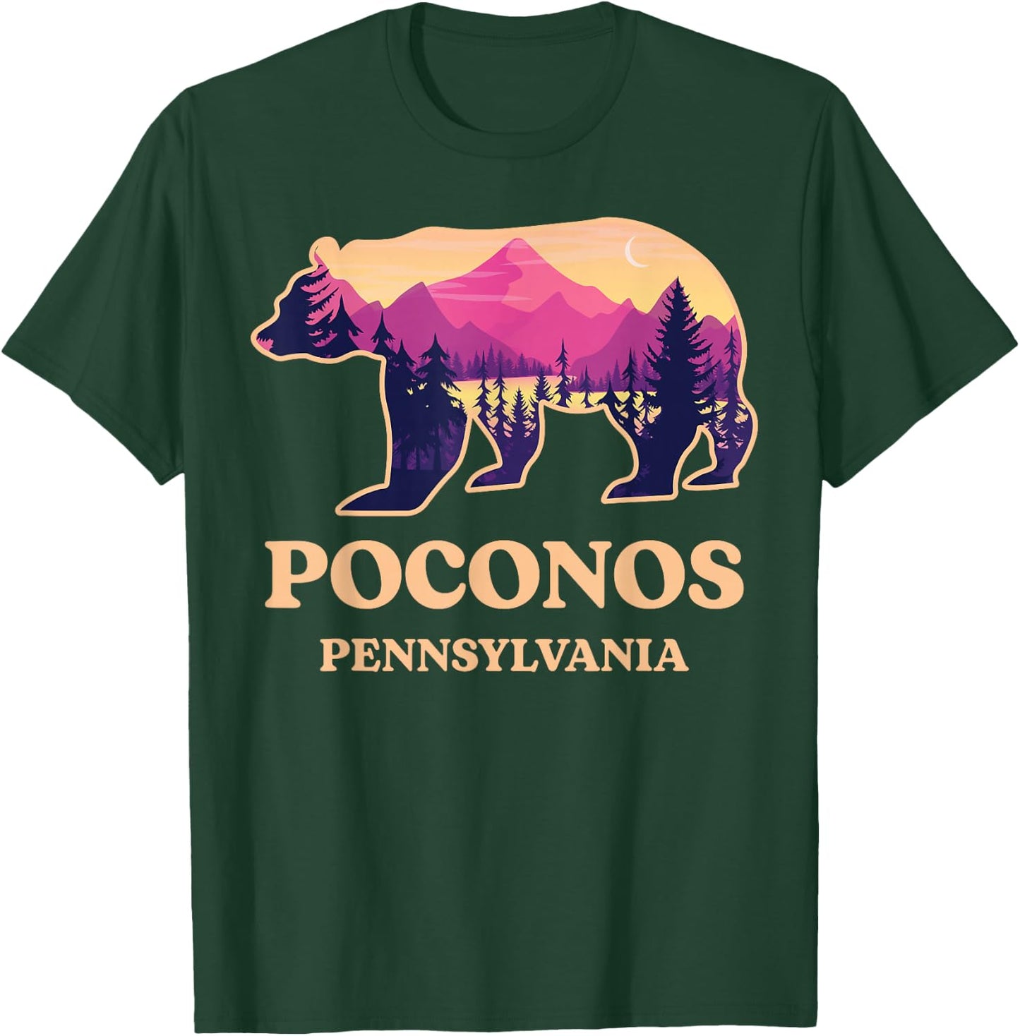 Poconos Mountains Pennsylvania Pa Bear Hiking Souvenirs T-Shirt - T-Shirt | Forest