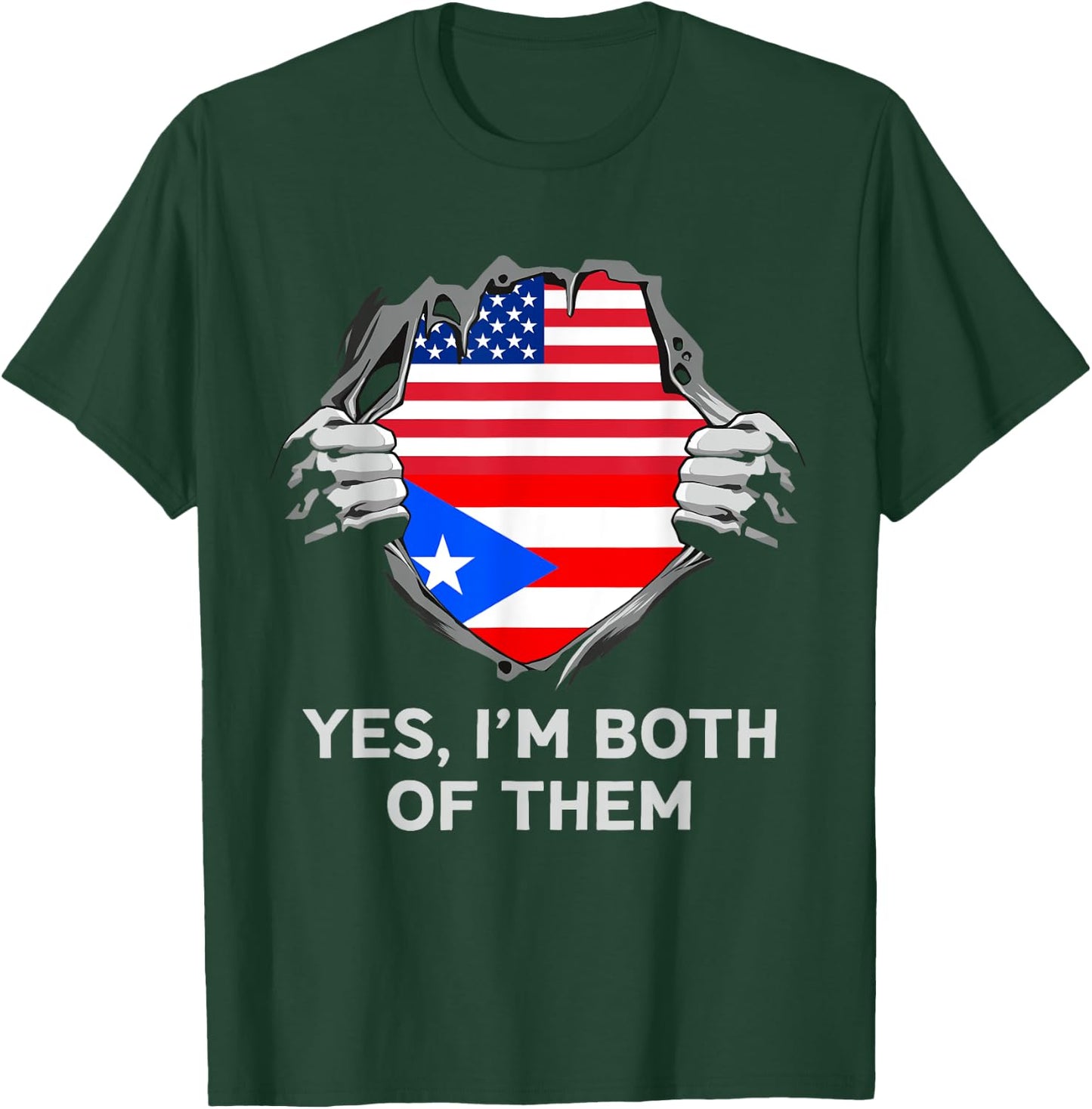 Half American Half Puerto Rican USA Puerto Rico Flag T-Shirt - T-Shirt | Forest