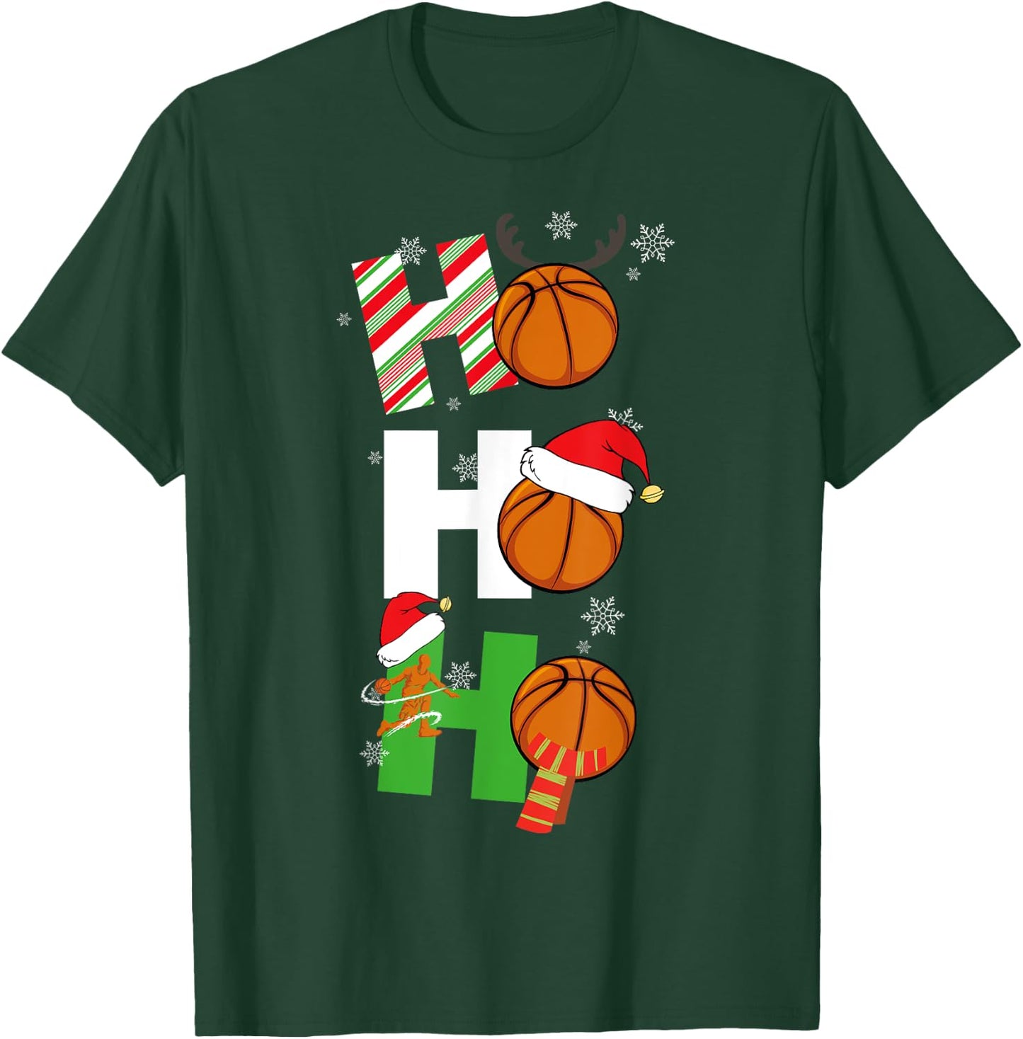 Funny Christmas Basketball Pajamas Player Matching Coach Men T-Shirt - T-Shirt | Forest