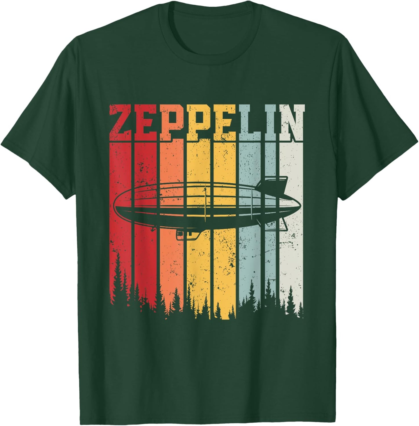 Retro Zeppelin 70s 80s Dirigible Airship Zepelin Zepplin T-Shirt - T-Shirt | Forest