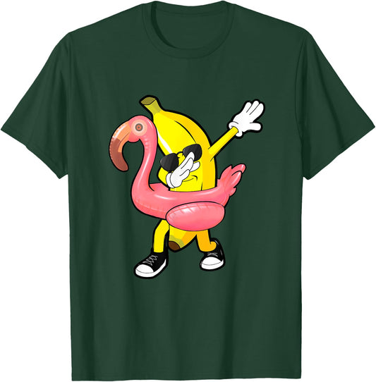 Summer Tropical Fruit Hawaii Dabbing Banana Flamingo Float Women T-Shirt - T-Shirt | Forest
