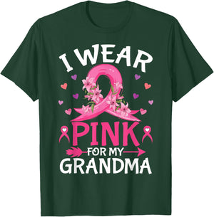 I Wear Pink For My Grandma Breast Cancer Awareness Pink T-Shirt - T-Shirt | Forest