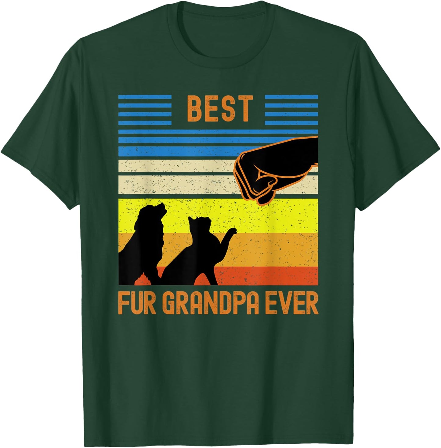 Best Fur Grandpa Ever Funny Vintage Retro Dog and Cat Owner T-Shirt - T-Shirt | Forest