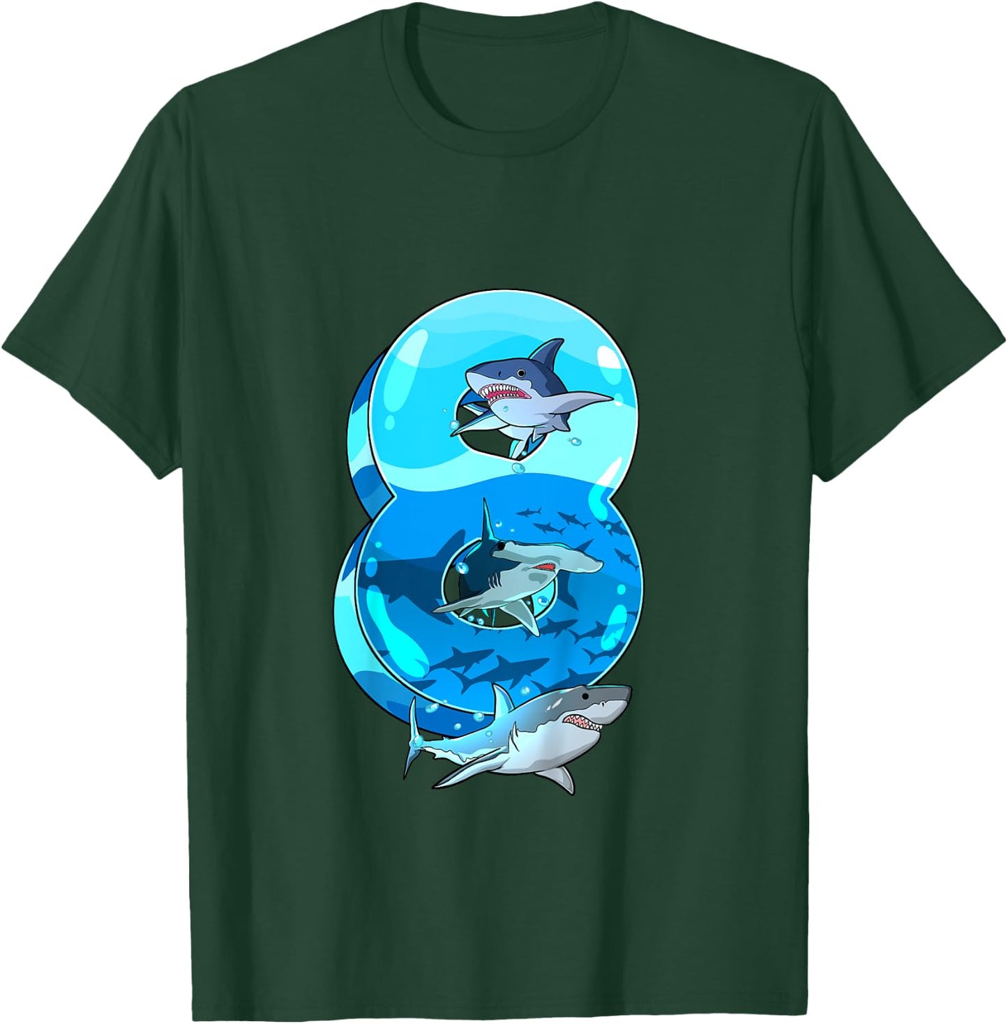 Kids Shark Boy 8 Years Birthday Child Children's Birthday T-Shirt - T-Shirt | Forest
