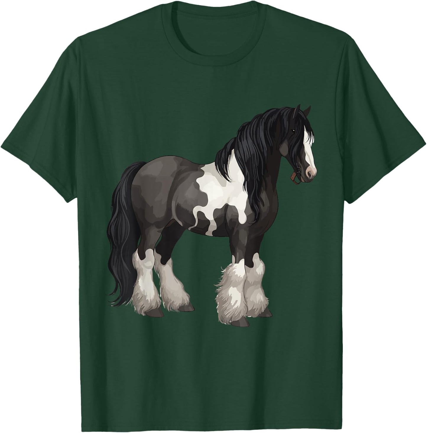 Black Gypsy Vanner Horse Lover Riding Equestrian T-Shirt - T-Shirt | Forest